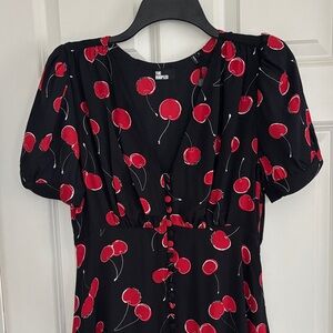 The Kooples Black Dress with Red Cherry Motif